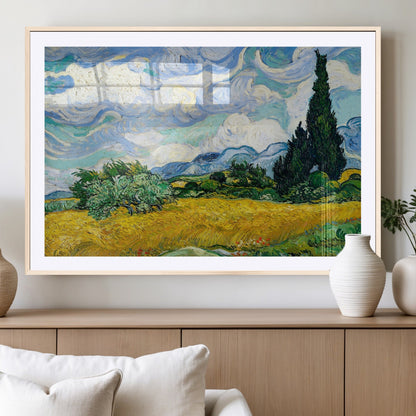 97252-MGV-CV-36X24-Wheat Field with Cypress – Van Gogh Wall Art, Impressionist Landscape Canvas Print, Rustic Home Decor for Living Room or Office
