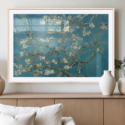 65607-MGV-CV-36X24-Almond Blossom Wall Art – Van Gogh Blue Floral Canvas Print, Elegant Impressionist Painting Decor for Living Room, Bedroom or