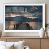 20442-MGV-CV-36X24-Lakeside Sunset Dock Wall Art – Peaceful Mountain Lake Canvas Print, Serene Nature Landscape Decor for Living Room, Bedroom or