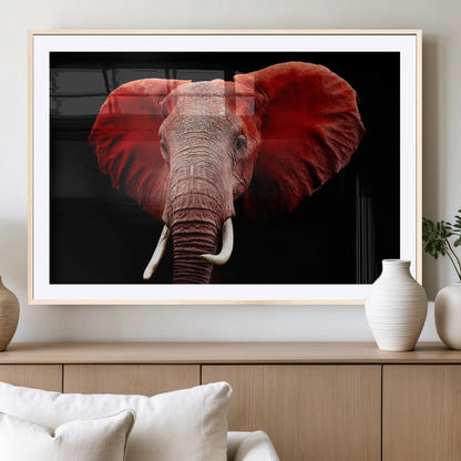 14788-MGC-FP-36x24_Natural-Red Elephant Wall Art – Bold Wildlife Canvas Print, African Safari Animal Decor for Living Room, Bedroom or Office