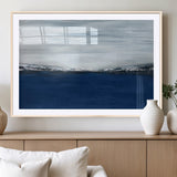 62197-MGC-FP-36x24_Natural-Abstract Ocean Wall Art – Minimalist Blue and White Canvas Print, Modern Coastal Seascape Painting for Bedroom, Living Room or