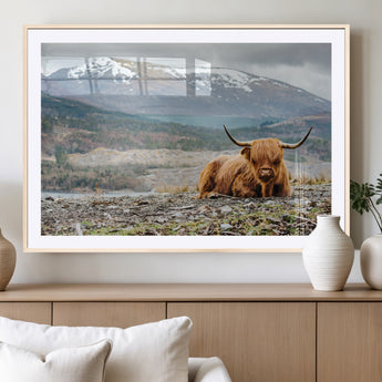 80252-MGV-CV-36X24-Scottish Cow Wall Art Canvas Print, Framed Highland Cow Art Picture Print, Highland Cattle Perfect Rustic Farmhouse Decor Artwork
