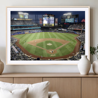 87666-MGV-CV-36X24-City Field Stadium Wall Art Canvas Print, Framed New York Stadium Art Picture Print, Citi Field Stadium Perfect Sport Room Decor