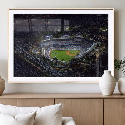 16515-MGV-CV-36X24-Dodgers Stadium Wall Art Canvas Print, Framed Baseball Stadium Art Picture Print, Dodgers Field Perfect Sport Room Decor Artwork