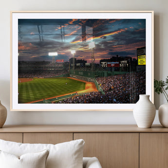 66781-MGV-CV-36X24-Baseball Stadium Wall Art – Canvas Print Evening Game Field Packed Crowd Sunset Sky Sports Photography, Dynamic Decor for Game