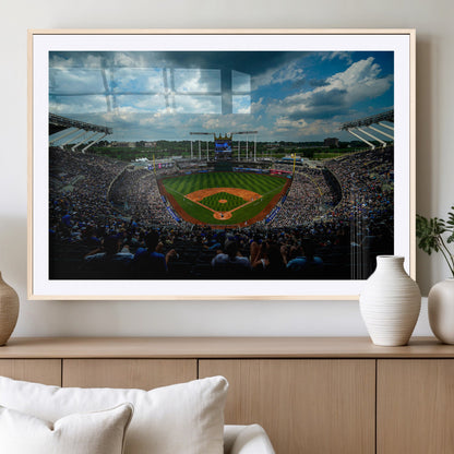 37127-MGC-FP-36x24_Natural-Kauffman Stadium Wall Art Canvas Print, Framed Kansas City Royals Field Art Picture Print, Baseball Stadium Perfect Sport Room