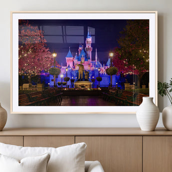 79435-MGC-FP-36x24_Natural-Disney Castle Wall Art Canvas Print, Framed Magic Kingdom Art Picture Print, Disney World Perfect Child Room Decor Artwork