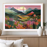 99638-MGV-CV-36X24-Sunset Meadow Wall Art – Panoramic Mountain Landscape with Wildflowers Canvas Print, Vibrant Nature Decor for Living Room, Bedroom