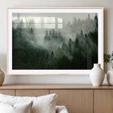 167720496-MGC-FP-36x24_Natural-Misty Forest Wall Art – Serene Evergreen Trees Canvas Print, Foggy Mountain Nature Landscape Decor for Bedroom, Living Room or
