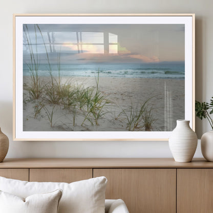 Test1001-MGC-FP-36x24_Natural-Coastal Beach Wall Art – Panoramic Ocean Waves and Sandy Dunes Canvas Print, Serene Seascape with Sea Oats for Relaxing Home or