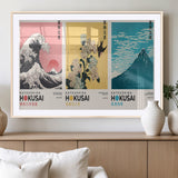 Katsushika-MGC-FP-36x24_Natural-Katsushika Hokusai Wall Art Set – The Great Wave, Hydrangea and Swallow, Fine Wind Canvas Prints, Japanese Ukiyo e Style Home and
