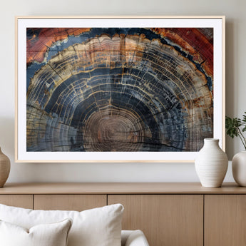 63519-MGC-FP-36x24_Natural-Tree Ring Wall Art – Rustic Nature Wood Grain Canvas Print, Abstract Natural Texture Artwork Poster for Living Room, Bedroom,