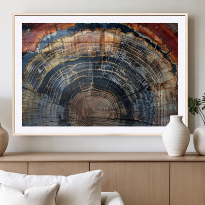 63519-MGC-FP-36x24_Natural-Tree Ring Wall Art – Rustic Nature Wood Grain Canvas Print, Abstract Natural Texture Artwork Poster for Living Room, Bedroom,