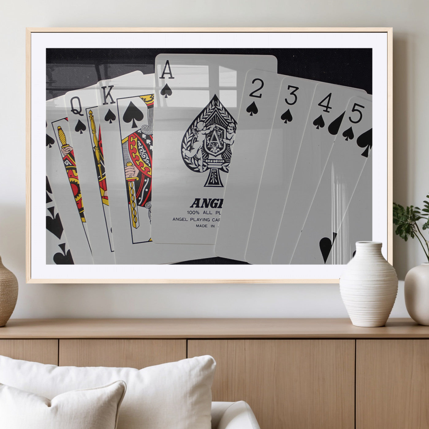 56787-MGC-FP-36x24_Natural-Playing Cards – Classic Poker Deck with Spades, Standard Size Durable Casino Quality Card Set for Magic Tricks, Blackjack, Bridge,