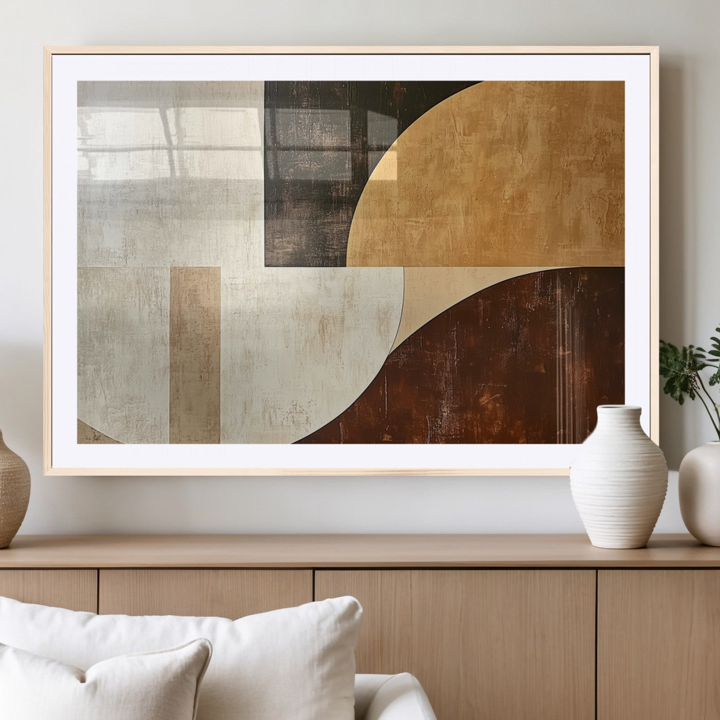 15030-MGC-FP-36x24_Natural-Wabi Sabi Wall Art Canvas Print, Framed Modern Abstract Art Picture Print, Minimalist Zen Perfect Minimalist Modern Decor Artwork