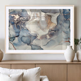 51497-MGC-FP-36x24_Natural-Abstract Blue and Gold Wall Art – Modern Fluid Ink Style Canvas Print, Elegant Contemporary Decor for Living Room, Office