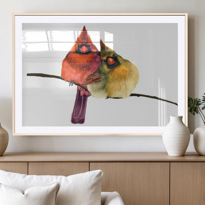 67752-MGV-CV-36X24-Cardinal Couple Wall Art – Male and Female Cardinal Canvas Print, Romantic Bird Artwork for Nature Lovers, Living Room, Bedroom,
