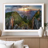 51582565-MGC-FP-36x24_Natural-Mountain Sunrise Panorama Wall Art – Scenic Landscape Canvas Print, Hiking Adventure Nature Photography, Large Mountain Range Wall