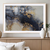 41136487-MGC-FP-36x24_Natural-Black Marble Wall Art Canvas Print, Framed Gold Veins Art Picture Print, Abstract Texture Perfect Moody Luxe Decor Artwork