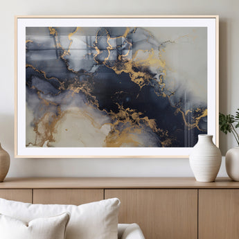 41136487-MGC-FP-36x24_Natural-Black Marble Wall Art Canvas Print, Framed Gold Veins Art Picture Print, Abstract Texture Perfect Moody Luxe Decor Artwork