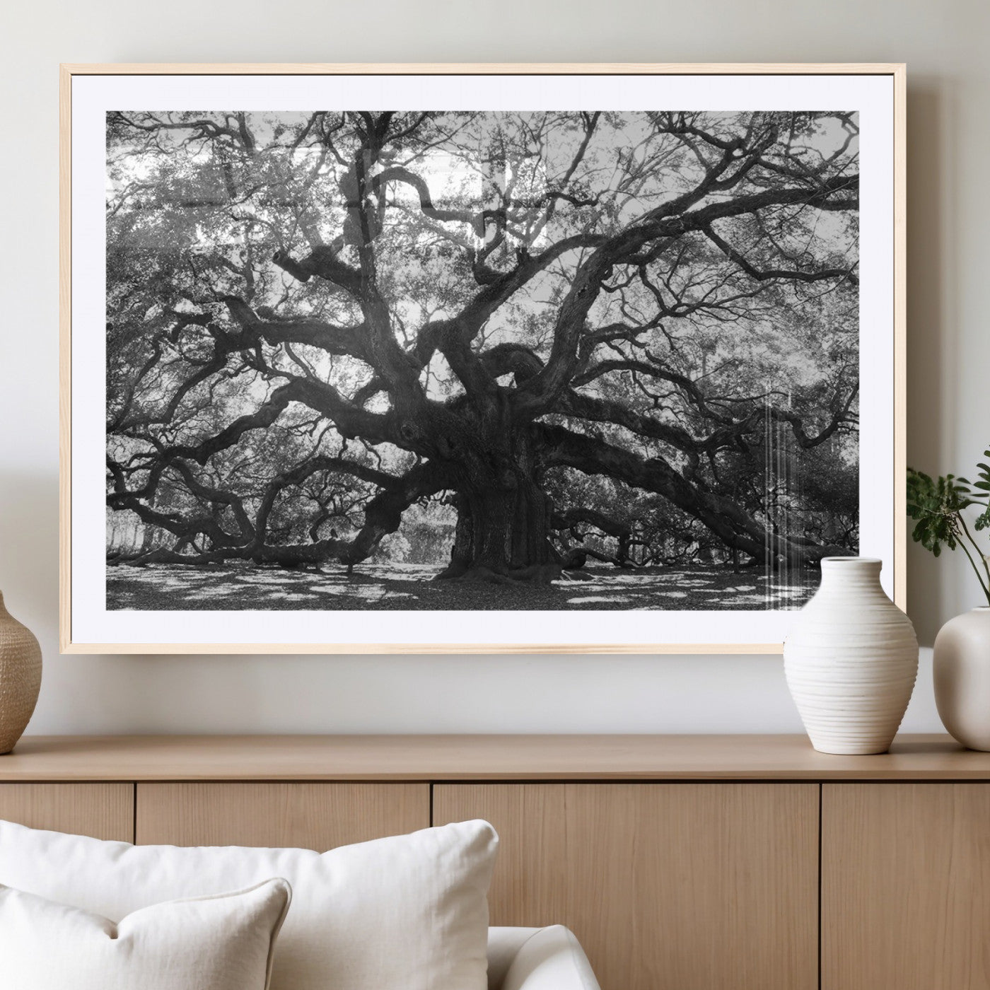 81655611-MGC-FP-36x24_Natural-Ancient Oak Wall Art Canvas Print, Framed Twisted Branches Art Picture Print, Gnarled Tree Perfect Moody Nature Decor Artwork