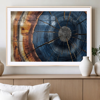 45268471-MGV-CV-36X24-Rustic Tree Ring Wall Art – Natural Wood Texture Canvas Print, Abstract Tree Stump Farmhouse Decor for Log Cabin, Wooden House or