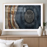 91368647-MGV-CV-36X24-Tree Ring Wall Art – Natural Rustic Wood Texture Canvas Print, Farmhouse Log Cabin Decor, Framed Abstract Tree Stump for Living