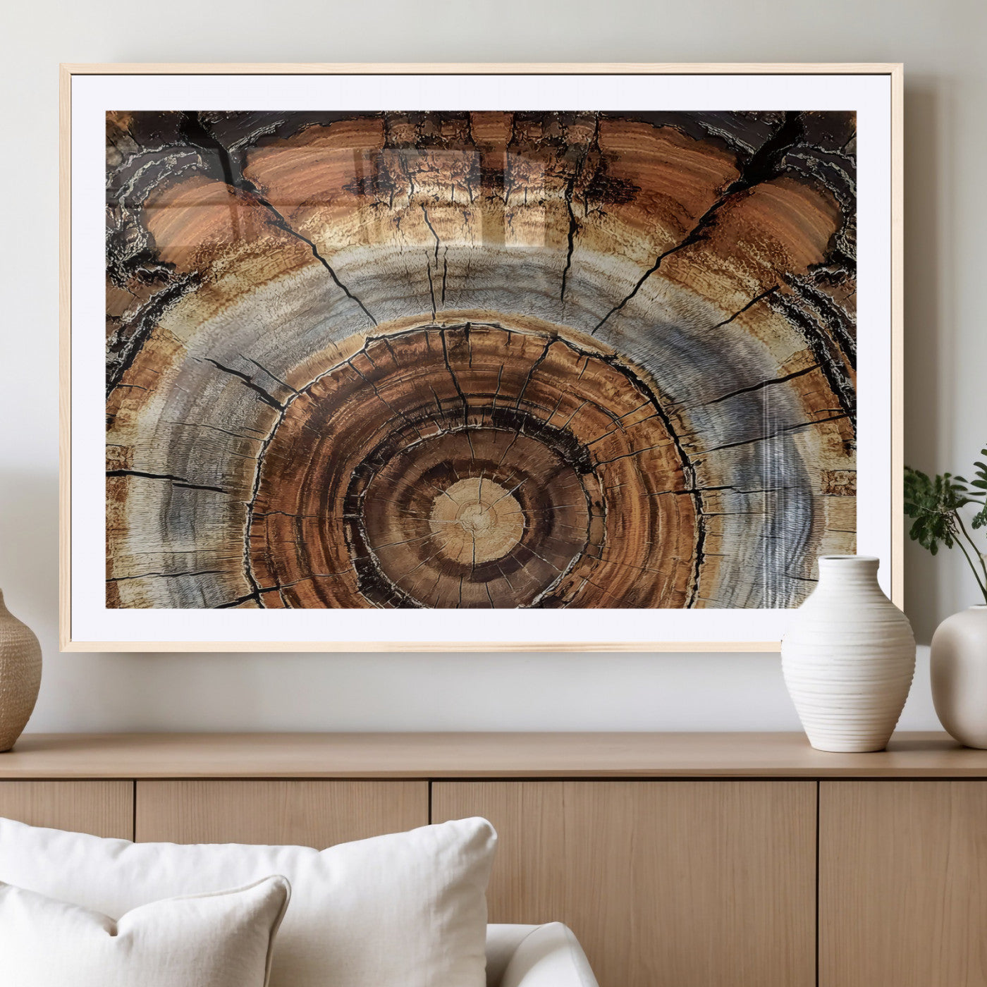 15184146-MGC-FP-36x24_Natural-Tree Rings Wall Art Canvas Print, Framed Wood Texture Art Picture Print, Rustic Pattern Perfect Rustic Organic Decor Artwork