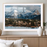 36247746-MGC-FP-36x24_Natural-Snowy Peaks Wall Art Canvas Print, Framed Alpine Lake Art Picture Print, Pine Forest Perfect Alpine Wilderness Decor Artwork