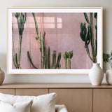 93119502-MGV-CV-36X24-Tall Cactus Wall Art Canvas Print, Framed Pink Wall Art Picture Print, Cactus Lines Perfect Modern Desert Decor Artwork