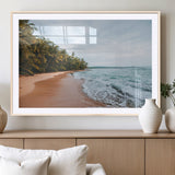 88125882-MGC-FP-36x24_Natural-Tropical Shoreline Wall Art Canvas Print, Framed Palm Trees Art Picture Print, Tropical Ocean Perfect Tropical Coastal Decor