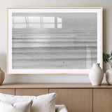 66534476-MGV-CV-36X24-Lone Surfer Wall Art Canvas Print, Framed Ocean Waves Art Picture Print, Minimal Sea Perfect Minimal Coastal Decor Artwork