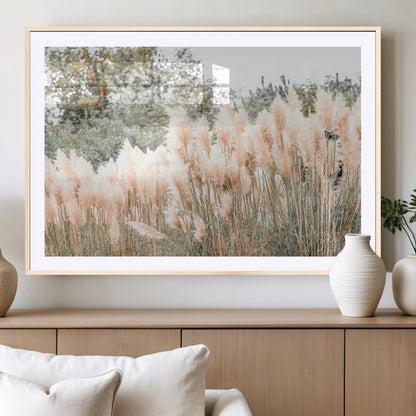 21826392-MGV-CV-36X24-Pampas Grass Wall Art Canvas Print, Framed Soft Pampas Art Picture Print, Pastel Grasses Perfect Soft Neutral Boho Decor Artwork