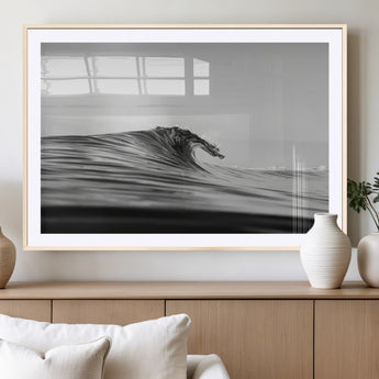 24029476-MGV-CV-36X24-Black Wave Wall Art Canvas Print, Framed Abstract Surf Art Picture Print, Minimalist Ocean Perfect Minimalist Coastal Decor
