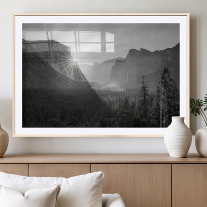 39278955-MGC-FP-36x24_Natural-Yosemite Valley Wall Art Canvas Print, Framed El Capitan Art Picture Print, Misty Mountain Perfect Modern Rustic Decor Artwork