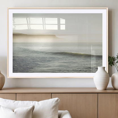 39310633-MGV-CV-36X24-Coastal Cliffs Wall Art Canvas Print, Framed Misty Ocean Art Picture Print, Morning Light Perfect Minimalistic Coastal Decor