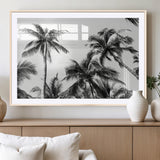 46641801-MGV-CV-36X24-Palm Tree Wall Art Canvas Print, Framed Black White Tropics Art Picture Print, Monochrome Palms Perfect Modern Tropical Minimalist