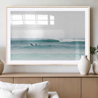 56345117-MGV-CV-36X24-Minimalist Surfing Wall Art Canvas Print, Framed Ocean Waves Art Picture Print, Soft Ocean Perfect Minimalist Coastal Decor