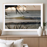 24896468-MGV-CV-36X24-Sunset Surf Wall Art Canvas Print, Framed Golden Waves Art Picture Print, Tropical Ocean Perfect Tropical Boho Decor Artwork