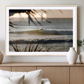24896468-MGC-FP-36x24_Natural-Sunset Surf Wall Art Canvas Print, Framed Golden Waves Art Picture Print, Tropical Ocean Perfect Tropical Boho Decor Artwork