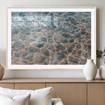 26580287-MGV-CV-36X24-Clear Water Wall Art Canvas Print, Framed Sunlit Ripples Art Picture Print, Ocean Texture Perfect Modern Coastal Decor Artwork