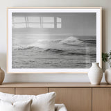 98634812-MGC-FP-36x24_Natural-Black and White Ocean Waves Wall Art – Minimalist Sea Canvas Print, Coastal Photography Decor for Living Room, Bedroom or Office