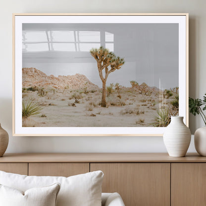 67109959-MGV-CV-36X24-Joshua Tree Wall Art Canvas Print, Framed Neutral Desert Art Picture Print, Earthy Landscape Perfect Neutral Boho Decor Artwork