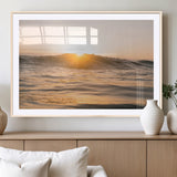 16973771-MGV-CV-36X24-Calm Water Wall Art Canvas Print, Framed Sunset Waves Art Picture Print, Coastal Warmth Perfect Warm Minimalist Decor Artwork