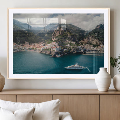20321590-MGV-CV-36X24-Amalfi Coast Wall Art Canvas Print, Framed Italy Travel Art Picture Print, Mediterranean Landscape Perfect Mediterranean Coastal