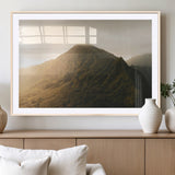 42338636-MGV-CV-36X24-Golden Mountain Wall Art Canvas Print, Framed Misty Summit Art Picture Print, Rugged Landscape Perfect Moody Wilderness Decor