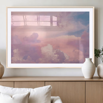 22874890-MGV-CV-36X24-Pastel Sky Wall Art Canvas Print, Framed Dreamy Cloudscape Art Picture Print, Sunset Glow Perfect Minimalist Serenity Decor