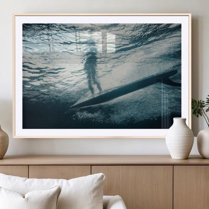 71192524-MGV-CV-36X24-Submerged Surf Wall Art Canvas Print, Framed Underwater Perspective Art Picture Print, Ocean Surf Perfect Coastal Adventure Decor