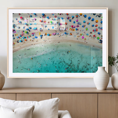 76172085-MGV-CV-36X24-Tropical Shoreline Wall Art Canvas Print, Framed Beach Relaxing Art Picture Print, Aerial Summer Perfect Coastal Vibrant Decor