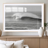 42544082-MGV-CV-36X24-Monochrome Seascape Wall Art Canvas Print, Framed Surf Wave Art Picture Print, Minimalist Ocean Perfect Moody Coastal Decor